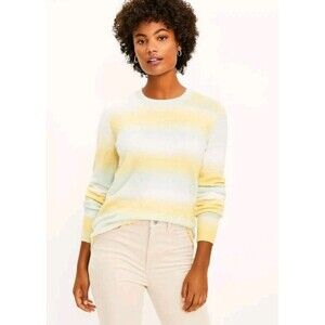 NWT Ann Taylor LOFT Pastel Striped New Sz L Wool Blend Sweater Easter Spring 119